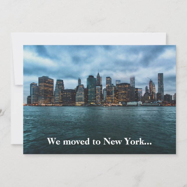 Vi Flyttat till New York City Skyline Photo Flytta Meddelande (Framsida)
