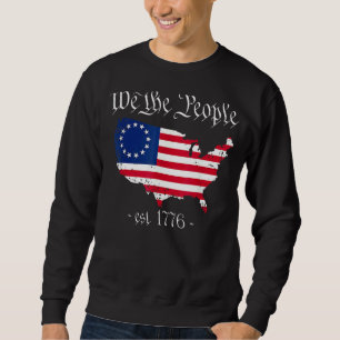Vi folk 4 juli Betsy Ross Flagga US Patri Lång Ärmad Tröja