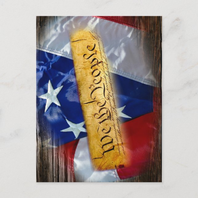Vi Folket Amerikansk Flagga Vykort (Framsida)