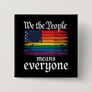 Vi Folket Betyder Alla USA Flagga HBTQ Knapp