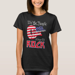 Vi Folket Vill Rocka Gitarr USA Amerikansk Flagga T Shirt