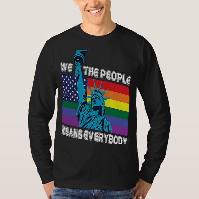 Vi Folkets Elak Alla HBT Gay pride Flagga T Shirt (Framsida)