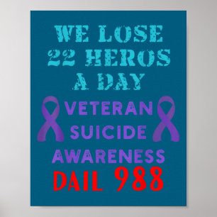 Vi förlorar 22 hjältar om dagen Veteraners suicidp Poster