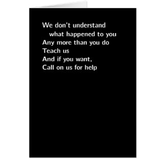 "Vi förstår inte" Hälsningskort