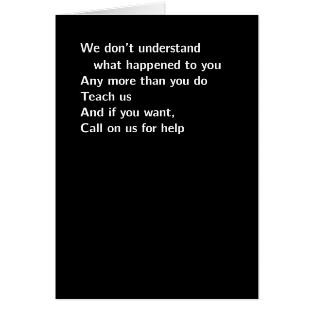 "Vi förstår inte" Hälsningskort (Framsidan)