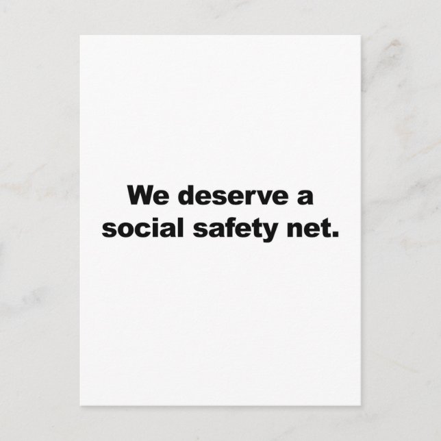 Vi förtjänar ett säkerhetsnät i social vykort (Framsida)