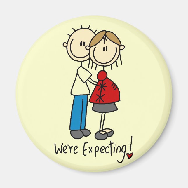 Vi förväntar oss Baby Tshirts och presenter Magnet (Framsidan)