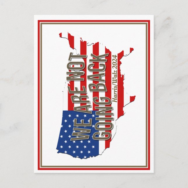 Vi går inte tillbaka till USA Vykort (Framsida)