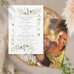 Vi Går Mikro Minskad Foto Bröllop Inbjudningar