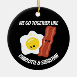 Vi går samman som ägg och bacon personlig julgransprydnad keramik