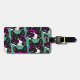 Vi går till Glass Tuxedo Cat Mönster Bagagebricka