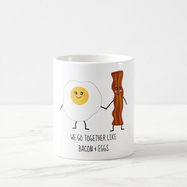 Vi går tillsammans som Bacon & Eggs Cute Kawaii Kaffemugg (Center)
