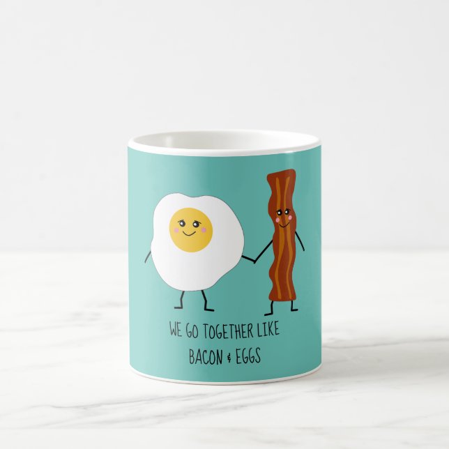 Vi går tillsammans som Bacon & Eggs Cute Kawaii Kaffemugg (Center)