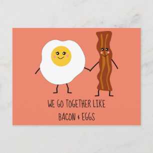 Vi går tillsammans som Bacon & Eggs Cute Kawaii Vykort