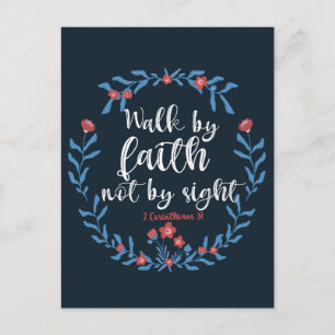 Vi går vid Faith Blommigt Bible Verse Christian Vykort