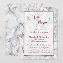 Vi Gift Oss Rosa Guld Skript Marmor Mottagning Inbjudningar