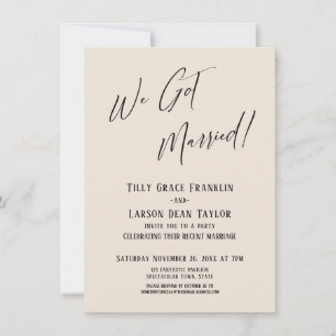 Vi Gifta Oss! Enkel Elegant Typografi Kräm Inbjudningar