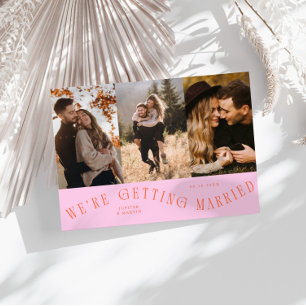Vi Giftar Oss Multi Foto Orange Rosa Spara Datumet