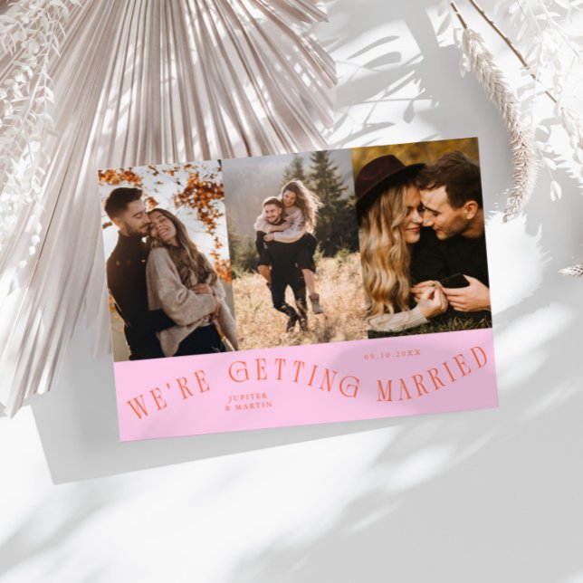 Vi Giftar Oss Multi Foto Orange Rosa Spara Datumet (Skapare uppladdad)