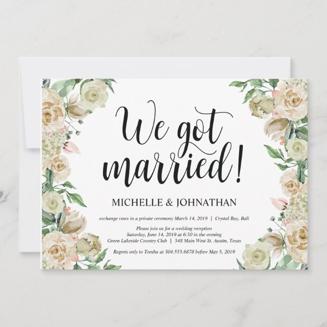 Vi gifte oss Elopement Reception Inbjudningskort (Framsida)