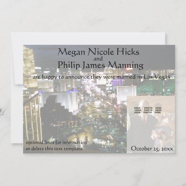 Vi gifte oss i Las Vegas Nevada Photo Announcement Meddelande (Framsida)