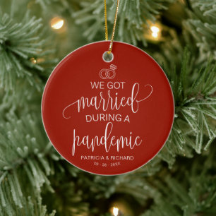 Vi gifte oss under en pandemi Elegant jul Julgransprydnad Keramik