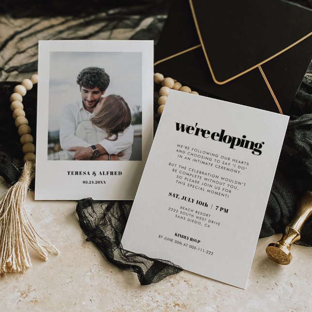 Vi Gifter Oss Enkla Chic & Eleganta Foto Inbjudningar (Skapare uppladdad)