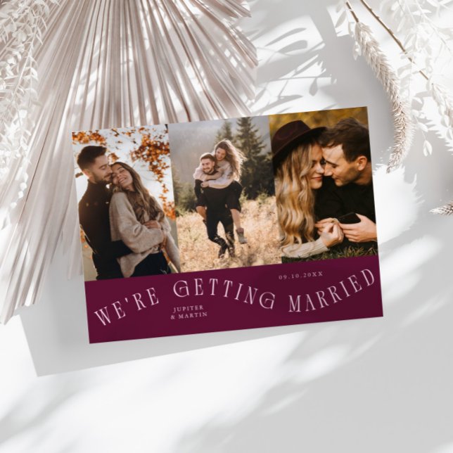 Vi gifter oss Multi Photo Cranberry Spara Datumet (Skapare uppladdad)