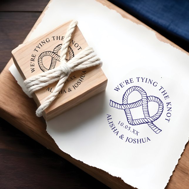 Vi Gifter sig Rope Heart Nautical Bröllop Stämpel (We're Tying The Knot Rope Heart Nautical Wedding Rubber Stamp)