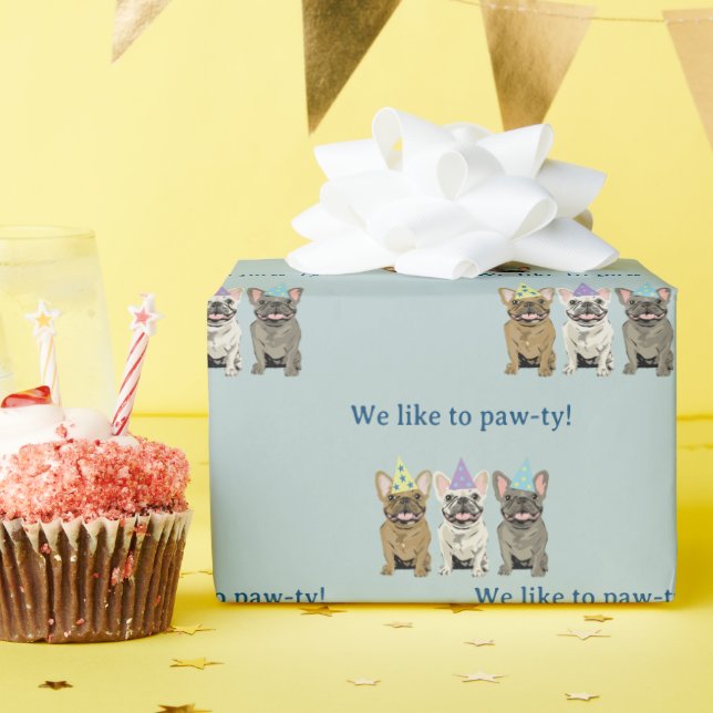 Vi gillar att festa!  Fransk, bulldog Presentpapper (Födelsedagsfest)