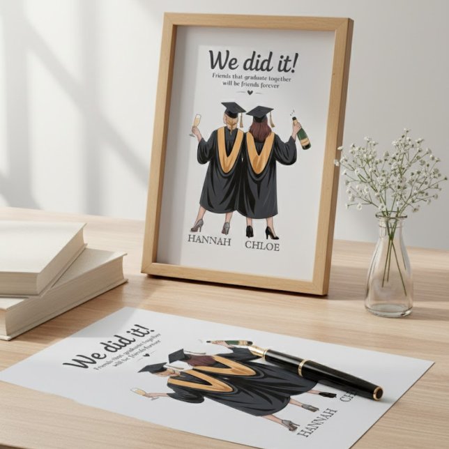 Vi Gjorde Det Bästa Vänner Examen Illustration Canvastryck (Skapare uppladdad)