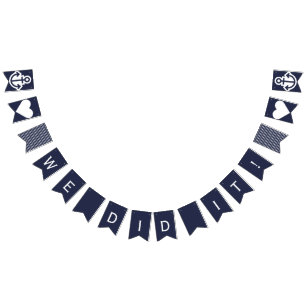 Vi gjorde det som nautiskt bröllop ankrar Bunting Vimplar