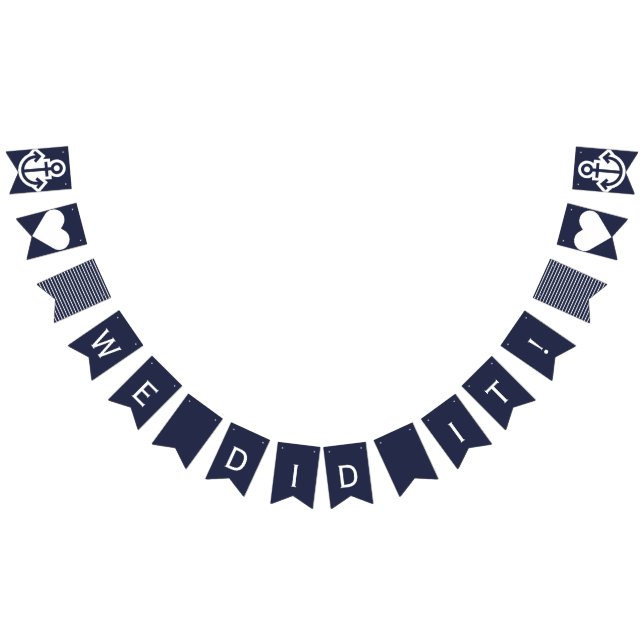 Vi gjorde det som nautiskt bröllop ankrar Bunting Vimplar (Alla)