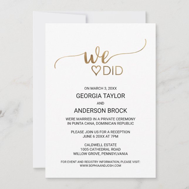 Vi gjorde helt enkelt Guld Calligraphy Inbjudningar (Framsida)