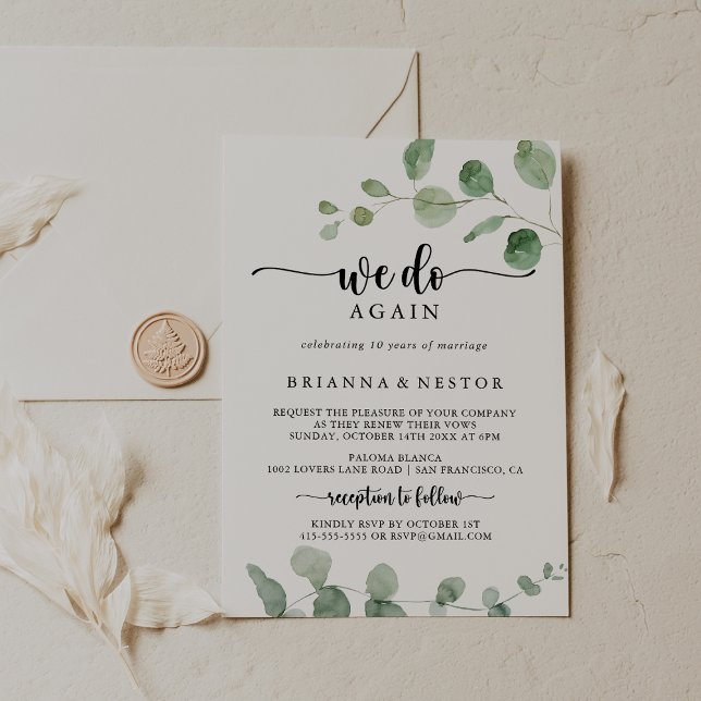 Vi gör återigen Grönt till eukalyptus Vow Renewal Inbjudningar (Skapare uppladdad)