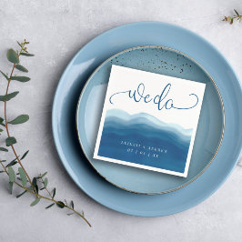 Vi gör blå vattenfärgsvåg Bröllop Pappersservett