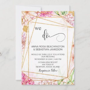 *~* VI GÖR Blommigt Geometric OSA AR15 QR Bröllop Inbjudningar