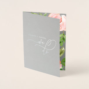 Vi gör blommigt vattenfärg och riktig folie bröllo folierat kort
