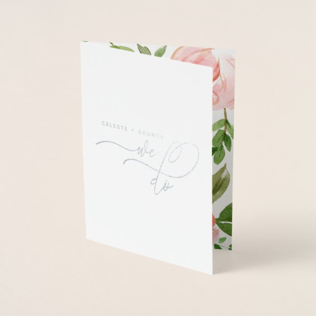 Vi gör blommigt vattenfärg och riktig folie bröllo folierat kort (Framsida)