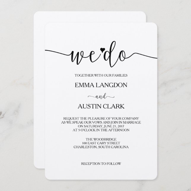 Vi gör bröllopsinbjudningar - Kraft Inbjudningar (Fram/baksida)