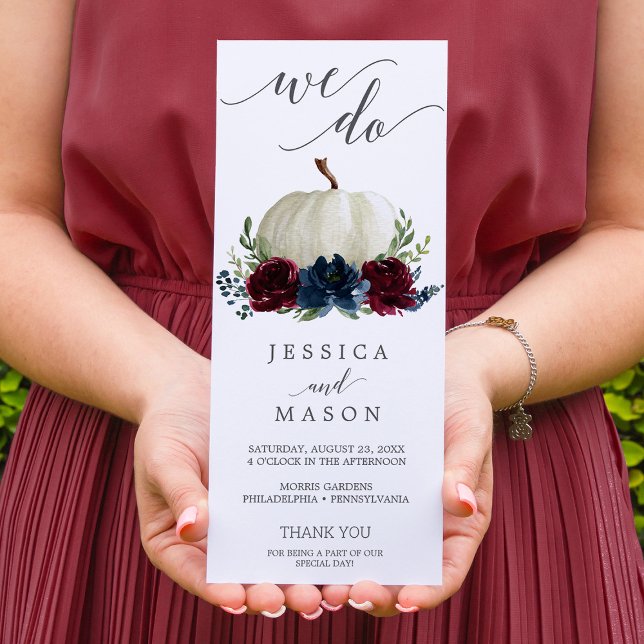 Vi gör Bröllopsprogram Burgundy Navy Pumpkin Program (Skapare uppladdad)