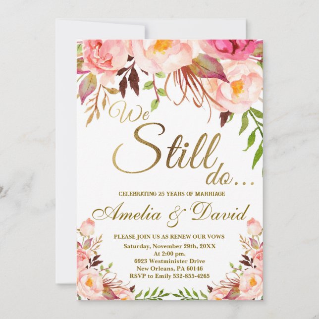 Vi gör det fortfarande inbjudan, Förnyelse av löft Inbjudningar (Framsida)