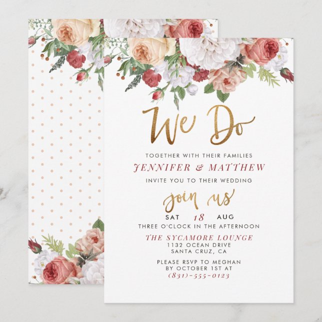 Vi gör det| Handskript i Stil och Ro Bröllop Inbjudningar (Fram/baksida)