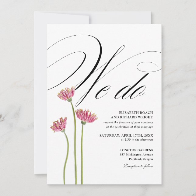 Vi Gör Elegant Blommig Vildblommor QR-kod Bröllop Inbjudningar (Framsida)