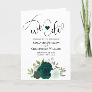 Vi gör Elegant Emerald Grönt Boho Ro Bröllop Program