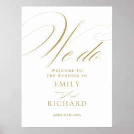 Vi Gör Elegant Guld Skrift Bröllop Välkomstskylt Poster