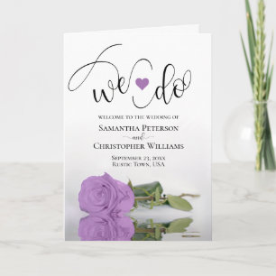 Vi gör Elegant Lilac Lila Ro Foldad Bröllop Program