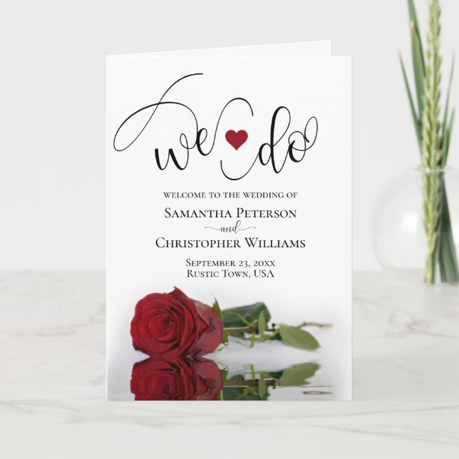 Vi gör Elegant sedan länge i Röd ros Bröllop Program (Framsida)