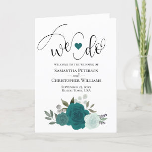 Vi gör Elegant Teal & Aqua Ro Boho Bröllop Program