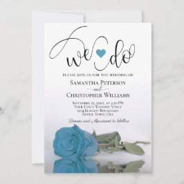 Vi gör Elegant Turcos Blue Ro Romantic Bröllop Inbjudningar